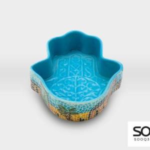 صحن كف مشغولات خزفية بادية ونخلة