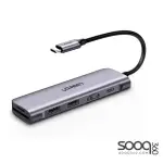 Ugreen 70411 USB-C to 2 Ports USB3.0-A Hub + HDMI + TF/SD with PD Power Supply (Space Gray)