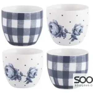 KATIE ALICE VINTAGE INDIGO SET OF 4 EGG CUPS