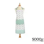 KITCHENCRAFT KCDACHAPRON 'DACHSHUND' COOKING APRON - 100% COTTON KITCHEN APRON WITH ADJUSTABLE STRAPS, WHITE / SAGE GREEN, ONE SIZE FITS ALL