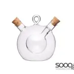 KITCHENCRAFT WORLD OF FLAVOURS 2-IN-1 ROUND OLIVE OIL DISPENSER AND VINEGAR BOTTLE - CLEAR GLASS
