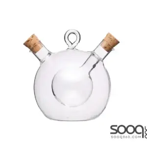 KITCHENCRAFT WORLD OF FLAVOURS 2-IN-1 ROUND OLIVE OIL DISPENSER AND VINEGAR BOTTLE - CLEAR GLASS