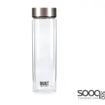 Built Tiempo Insulated Glass Water Bottle, BPA Free Borosilicate Glass / Stainless Steel Flask, Rose Gold, 450ml