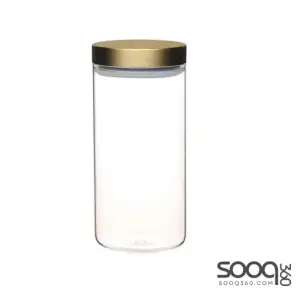 KITCHENCRAFT MASTERCLASS AIRTIGHT GLASS FOOD STORAGE JAR WITH BRASS LID, TRANSPARENT, 1.5 L (2.75 PINTS)