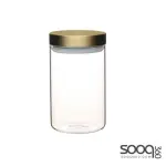 KITCHENCRAFT MASTERCLASS AIRTIGHT GLASS FOOD STORAGE JAR WITH BRASS LID, TRANSPARENT, 1 L (1.75 PINTS)