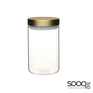 KITCHENCRAFT MASTERCLASS AIRTIGHT GLASS FOOD STORAGE JAR WITH BRASS LID, TRANSPARENT, 1 L (1.75 PINTS)
