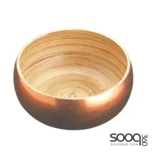Artesà Copper Finish Bamboo Serving Bowl, 17cm, Labelled