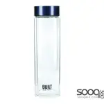 BUILT Tiempo Insulated Glass Water Bottle, BPA Free Borosilicate Glass / Stainless Steel Flask, Midnight Blue, 450ml