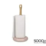 KITCHENCRAFT SERENITY KITCHEN TOWEL HOLDER, MANGO WOOD/MARBLE, BROWN/PINK, 15 X 36 CM