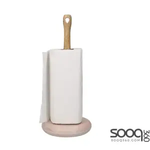 KITCHENCRAFT SERENITY KITCHEN TOWEL HOLDER, MANGO WOOD/MARBLE, BROWN/PINK, 15 X 36 CM
