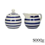 LONDON POTTERY JY18LT47 MILK JUG AND SUGAR BOWL SET WITH STRIPED DESIGN, STONEWARE