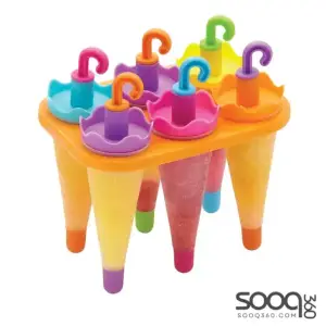KITCHENCRAFT ICE LOLLY MOULD WITH 6 REUSABLE UMBRELLA STYLE STICKS, PLASTIC, MULTI COLOUR