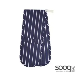 KITCHENCRAFT DOUBLE OVEN GLOVES WITH 'BUTCHER'S STRIPE' DESIGN, COTTON/POLYESTER, NAVY BLUE/WHITE, 87 X 18.5 CM