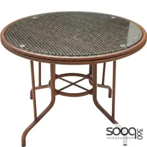 طاولة دائرية من خشب الخيزران (PE rattan) وألمنيوم - مقاس 80 سم