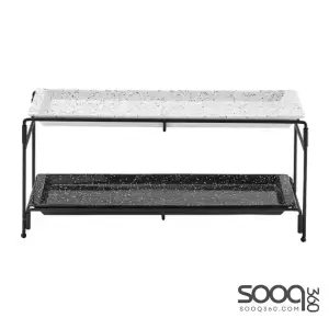 TERRAZZO BLACK/WHITE 2 TIER SERVING TOWER