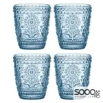 SUNFLOWER BLUE 4PK GLASS TUMBLER