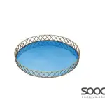 Stainless Steel Blue and Brass Finish Drinks Tray