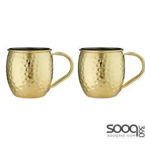 SPENCER HAMMERED GOLD HANDLED 2PK MUG