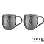 SPENCER HAMMERED BLACK HANDLED 2PK MUG