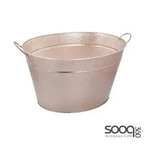 BarCraft Large Copper Champagne Bucket, Ice Bucket for Champagne, Wine, Beer, Hammered Steel, 50 x 32.5 x 29cm