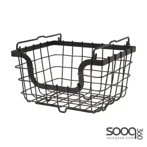 GOURMET BASICS BY MIKASA GENERAL STORE STACKING/NESTING METAL BASKET, ANTIQUE BLACK -