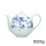 MIKASA HAMPTON TEAPOT WITH FLORAL DESIGN, PORCELAIN, WHITE/BLUE, 1 LITRE