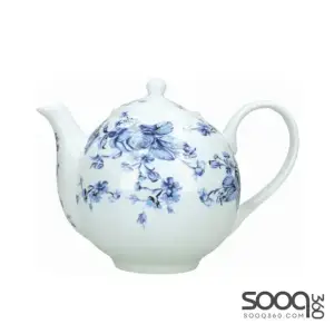 MIKASA HAMPTON TEAPOT WITH FLORAL DESIGN, PORCELAIN, WHITE/BLUE, 1 LITRE