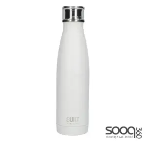 BUILT Insulated Water Bottle/Thermal Flask with Leakproof Cap, Stainless Steel, White, 480 ml