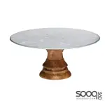 INDUSTRIAL KITCHEN MANGO WOOD FOOTED CAKE STAND, 19X10CM, TAGGED