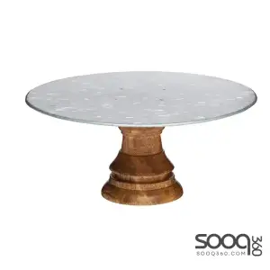 INDUSTRIAL KITCHEN MANGO WOOD FOOTED CAKE STAND, 19X10CM, TAGGED