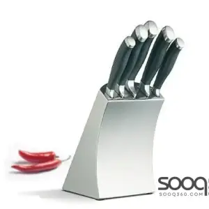 5 PIECE KNIFE SET IN STAINLESS STEEL BLOCK