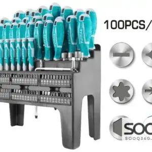 طقم مفكات مع راسيات 100 قطعة من توتالTHT2506100