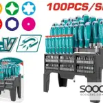 طقم مفكات مع راسيات 100 قطعة من توتالTHT2506100