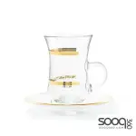 Lulu Gold Glass Tea Set with Handle + Saucer / 12 – DIMLAJ