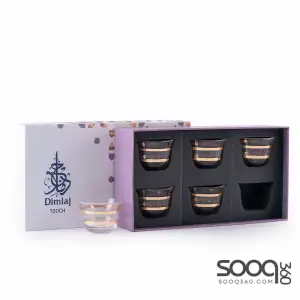 6-piece gilded glass Arabic coffee cup set
