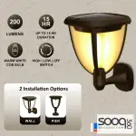 Waterproof/Solar Powered Wall Lamp, 2 Pieces, Brown