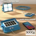 200W Safety Flashlight, Portable Outdoor Camping Lamp with Rechargeable Solar Panel