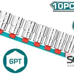 طقم بكسات 10 قطع قياس 1/2" من نمرة 6-24 ملم من توتالTHT121101