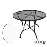 Outdoor dining table with glass top, 64 cm