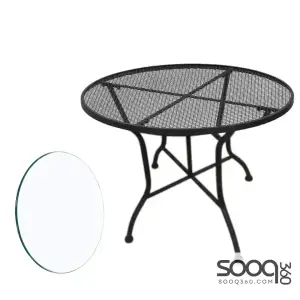 Outdoor dining table with glass top, 64 cm