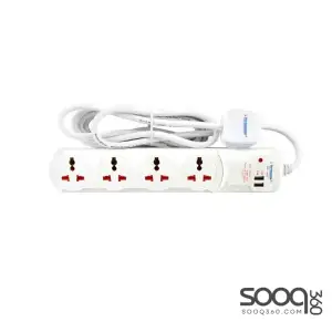 Terminator power strip with 4 electrical outlets and 3 USB ports, 3 meters, 13 amps