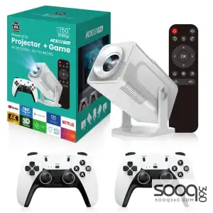 HCS350 Pro 4K Projector 1280*1080P Built-in 30000 Games with 2 Wireless Controllers