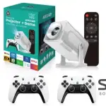 HCS350 Pro 4K Projector 1280*1080P Built-in 30000 Games with 2 Wireless Controllers