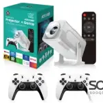 HCS350 Pro 4K Projector 1280*1080P Built-in 30000 Games with 2 Wireless Controllers