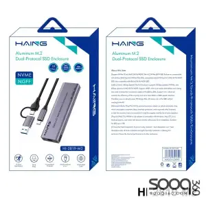 HAING HI-2819-M2 Aluminum NVME M.2 Dual-Protocol USB 3.1 & Type-C SSD Enclosure 10 Gbps