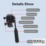 Jmary KT285-NB50 2-in-1 Tripod with Hydraulic Head 1.75M