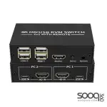 2-Port HDMI USB KVM Switch, 4K Plastic with Built in Cables