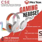 MeeTion MT-HP021 Stereo Gaming Headphones White Orange Lightweight Backlit
