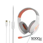 MeeTion MT-HP021 Stereo Gaming Headphones White Orange Lightweight Backlit