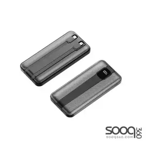 Huntkey PL02-10K 10000mAh Digital Display Power Bank with Built-in Dual Cables 22.5W -Black